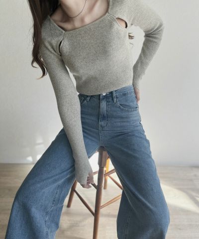 週末限定価格　タグつき未使用 SLIT RIB KNITスリットリブニット slit shoulder knit | Reurie'（レウリィ）