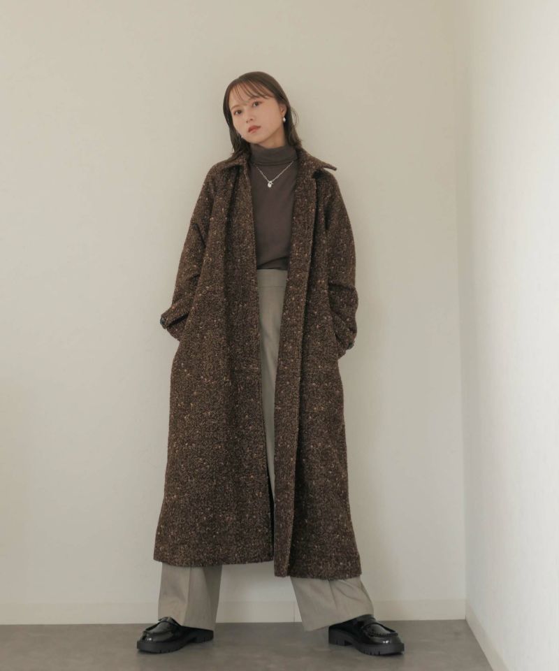 プロフ必読♡様　louren stand collar tweed coat louren】stand collar tweed coat