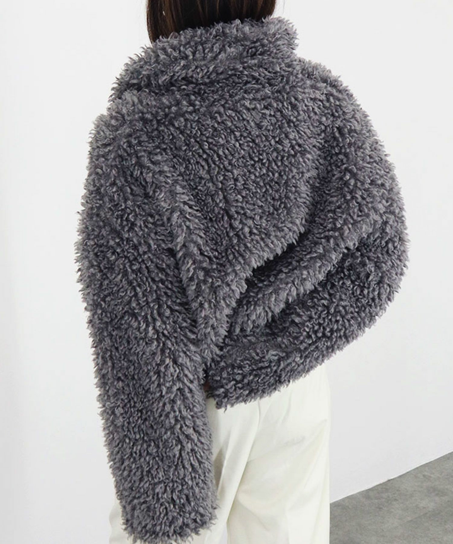 poodle fur stand collar short jacket | Reurie'（レウリィ）