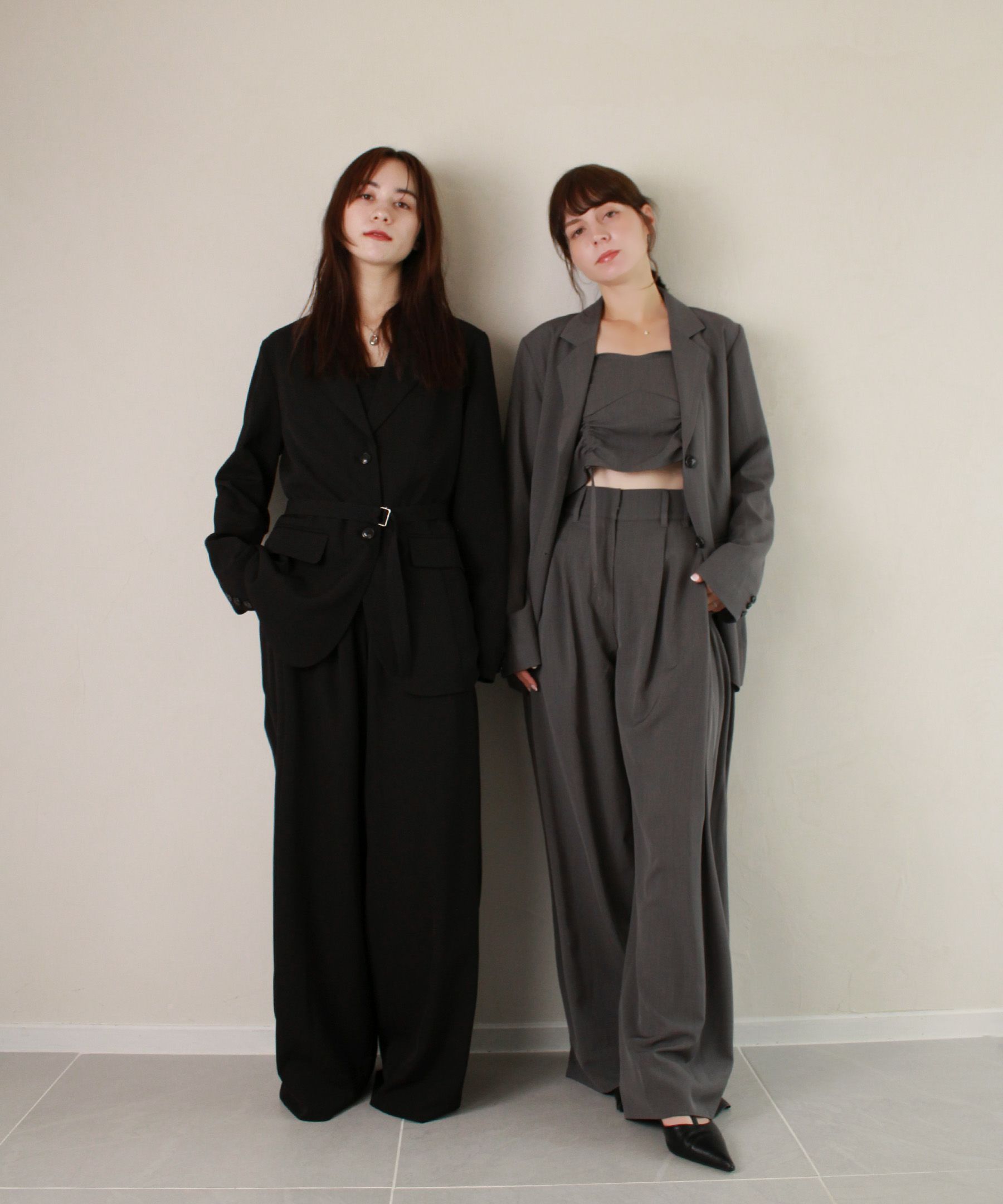 SET価格】tailored jacket +gather bustier+ wide slacks＜3点セット
