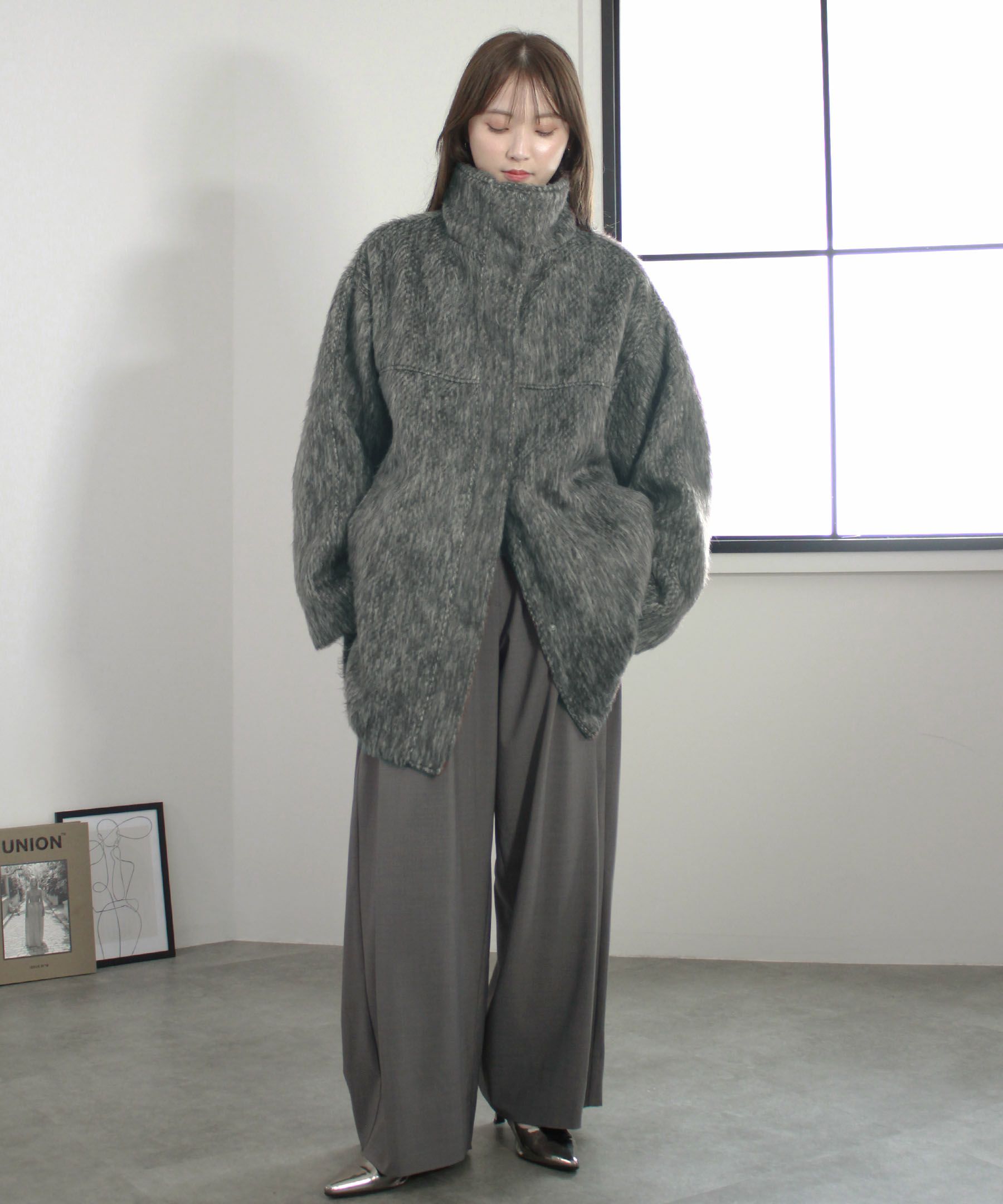 ジャケット・アウター alumu shaggy stand collar middle coat shaggy stand collar middle coat | Reurie'（レウリィ）