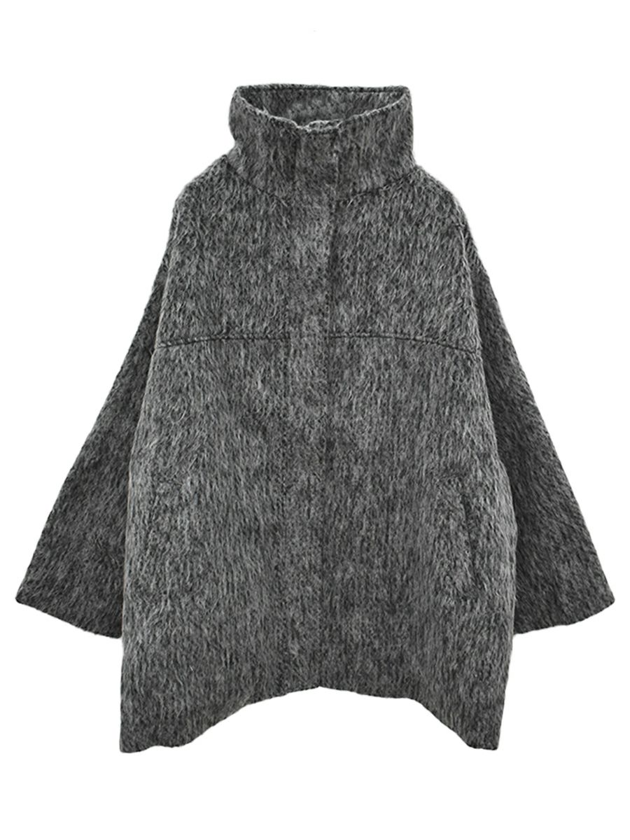 shaggy stand collar middle coat | Reurie'（レウリィ）