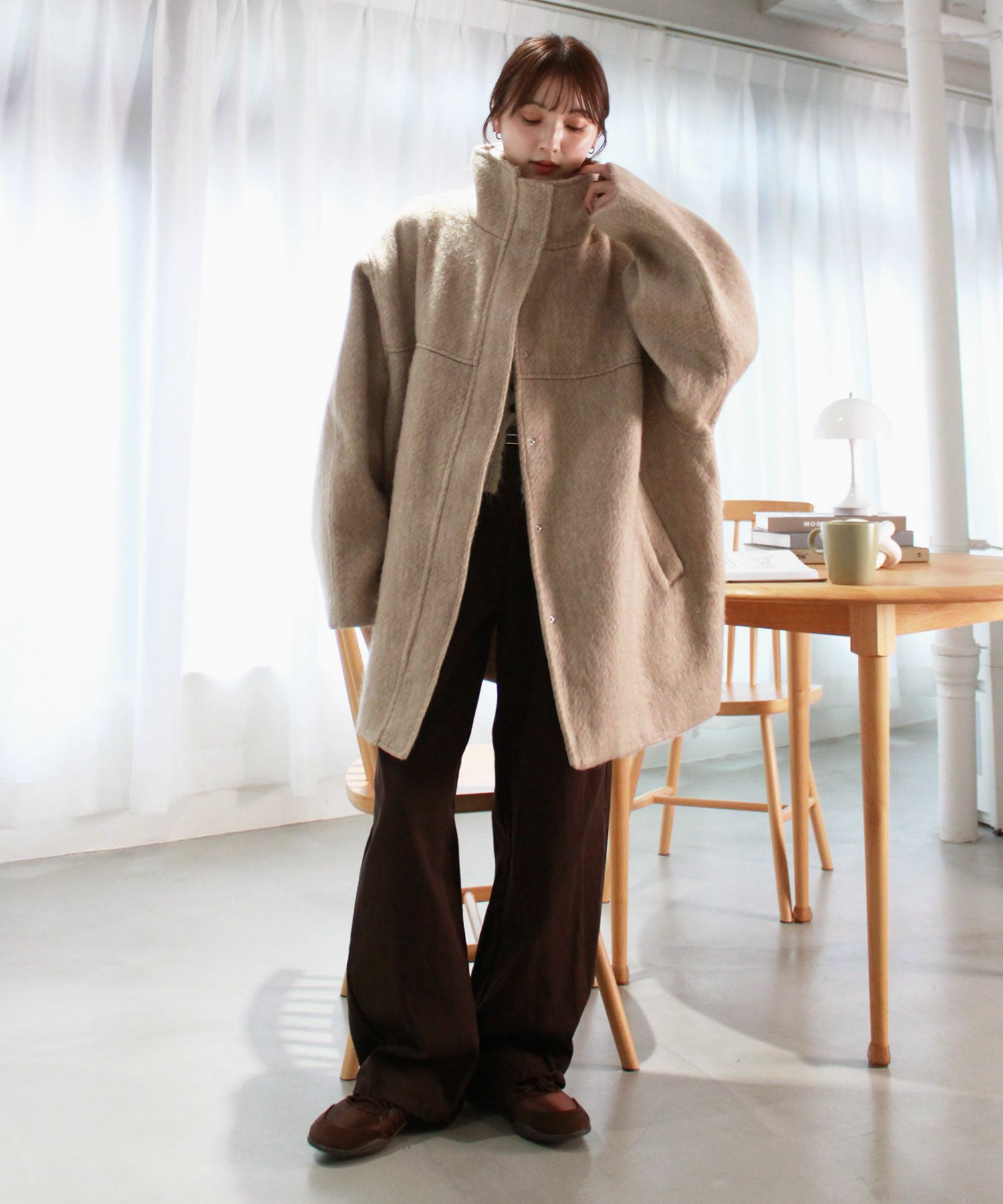 ジャケット・アウター alumu shaggy stand collar middle coat shaggy stand collar middle coat | Reurie'（レウリィ）